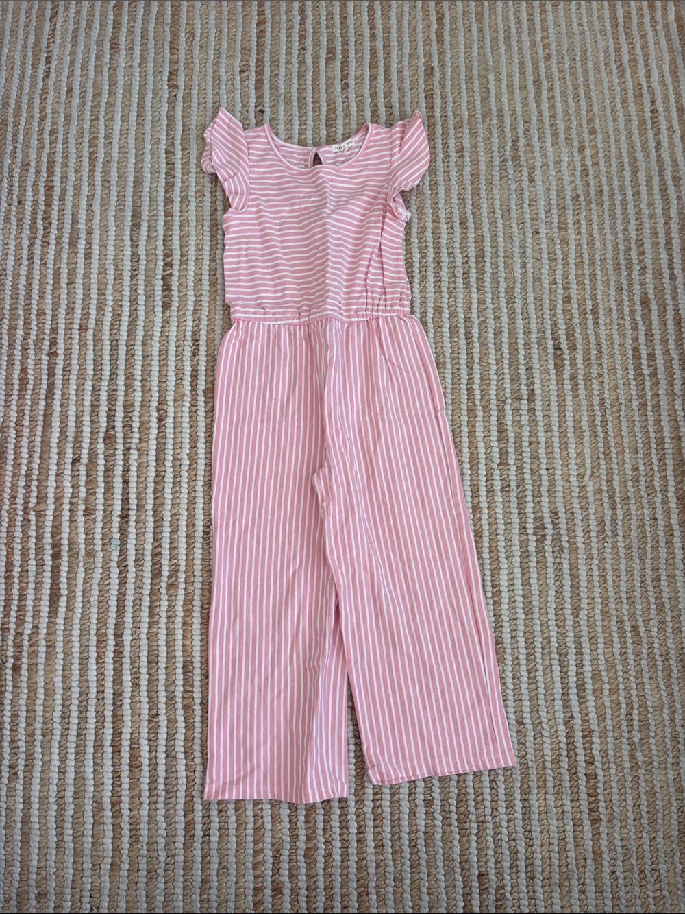 Copper Key Pink & White Striped Girls' Jumpsuit